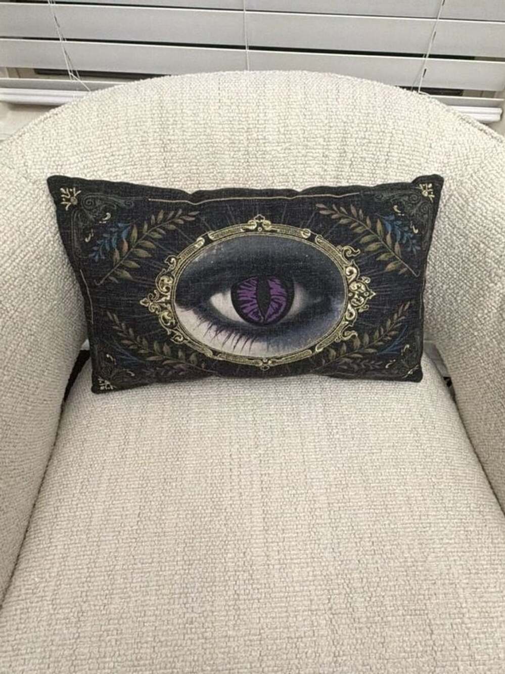 Grimoire & Goblet Woven Tapestry Eye Pillow 16x9 Purple Victorian Gothic